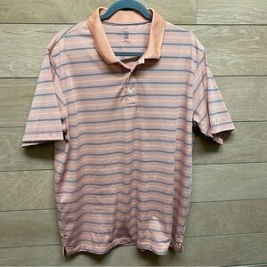 PGA Tour polo shirt men’s Large peach striped